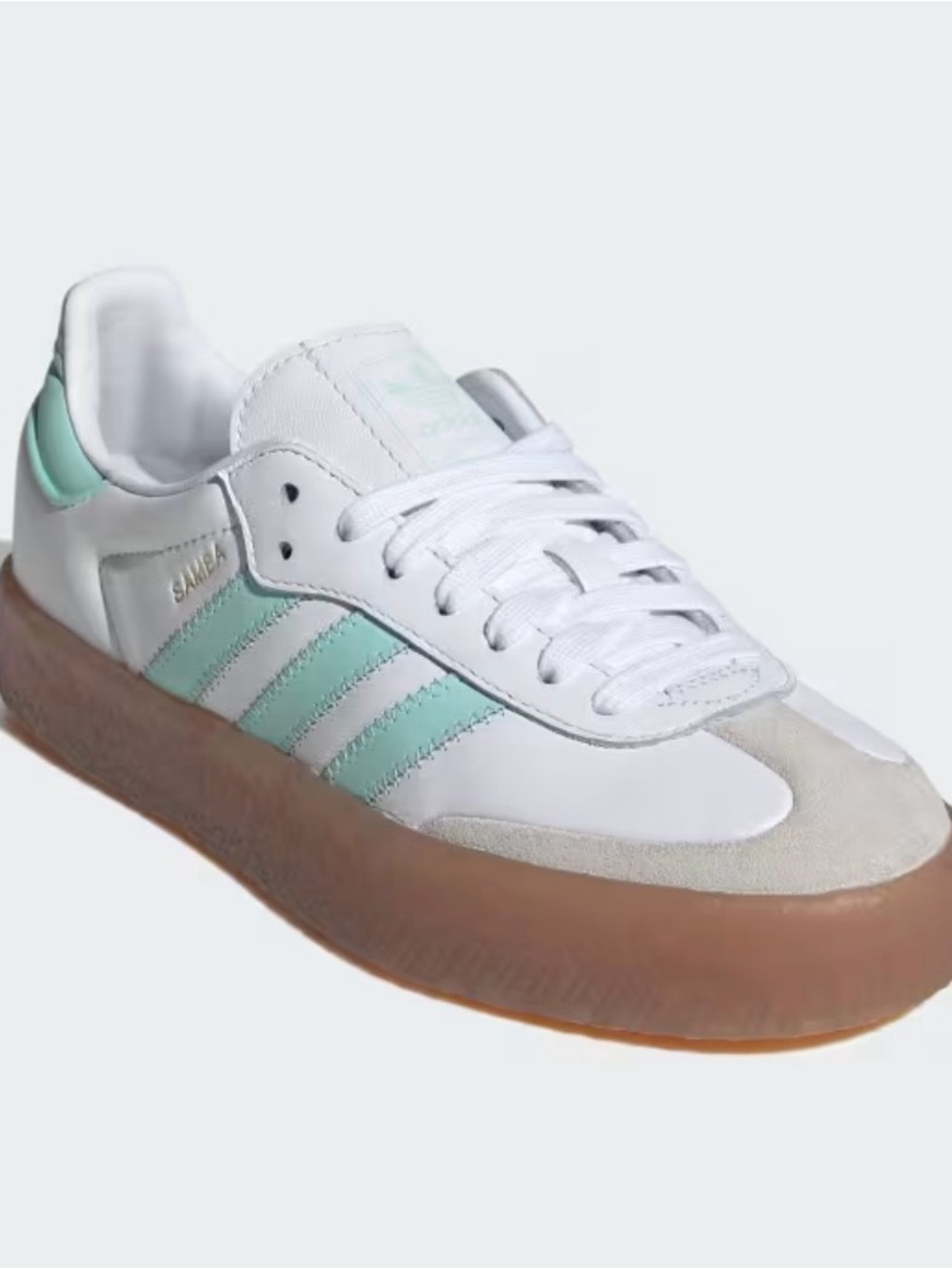 Adidas Sambae J Kids 5 Cloud White Clear Mint JQ1314 sneakers shoes Women Sz 7